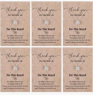 6 Pcs Bridesmaid Gifts for Bridal Party Knot Design Silver Necklaces